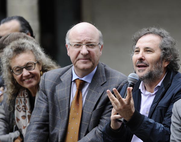 Ignacio Vilar co alcalde de Ourense e a concelleira de Cultura. /Foto: Carlos G. Hervella.