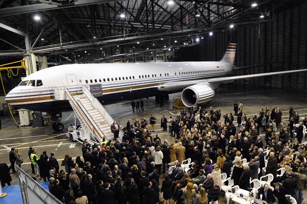 Bautizo do Boeing 767 "Manuel Barreiros" o ano pasado en Madrid. 