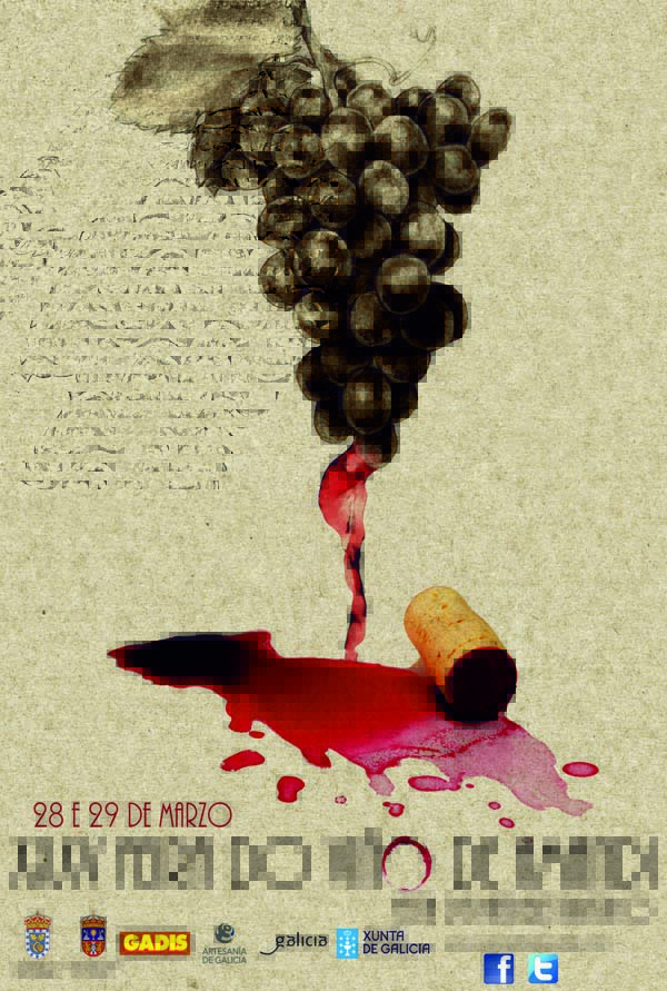 Cartaz da XXXV Feira do Viño de Amandi en Sober, obra de Andrea Rodríguez.