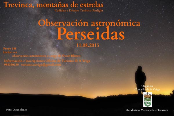 Cartaz desta actividade astronómica promovida polo Concello da Veiga.