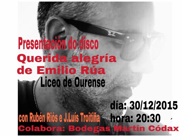 Cartaz da presentación do novo disco de Emilio Rúa.