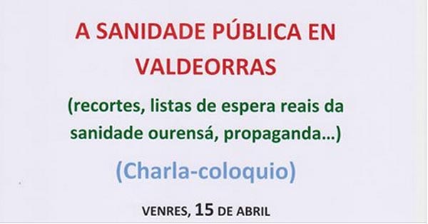 Cartaz da charla que promove o BNG de Valdeorras.