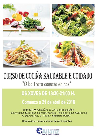 Cartaz do curso de cociña organizado polo Concello de Allariz.