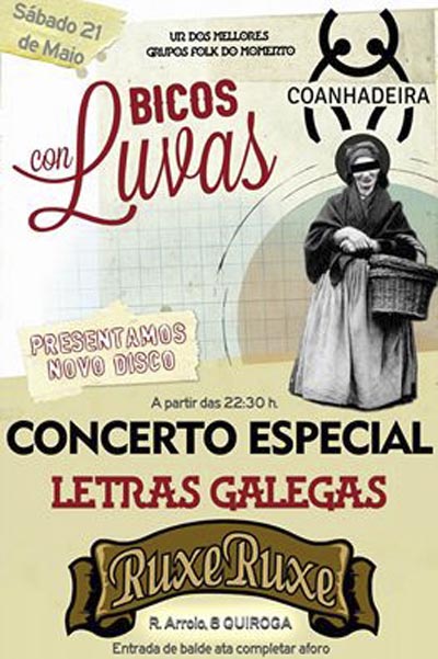 Cartaz do concerto de Coanhadeira no Ruxe Ruxe de Quiroga.