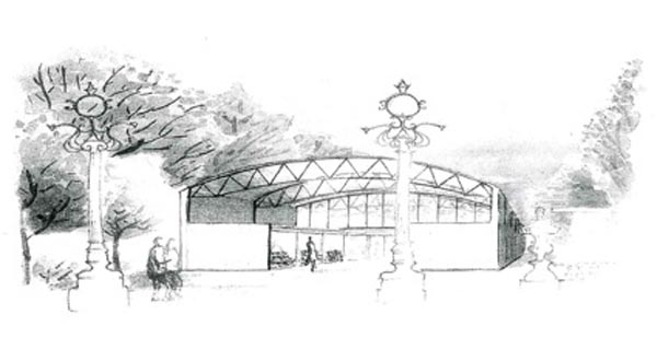 Boceto da estrutura provisional, que estará ubicada no paseo central da Alameda.