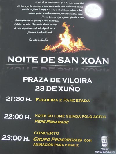 Cartaz da Noite de San Xoán no Barco de Valdeorras.