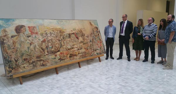 O mural é unha pintura ao óleo de 3,72 x 1,40 metros.