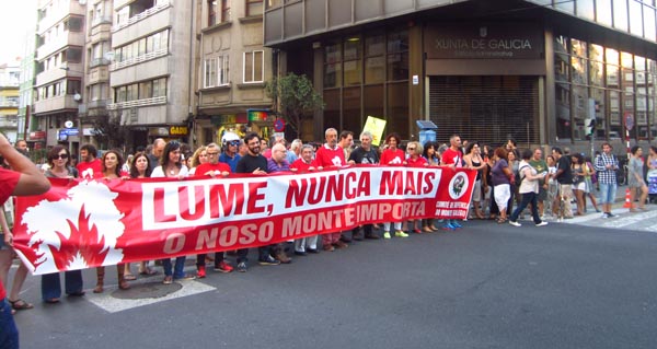 Un momento da manifestación, esta tarde, en Ourense. // Foto: Sara Fontenla