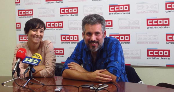 Paula Carreiro, de UGT, e Borja Campo, de CC OO. // Foto: S.F.
