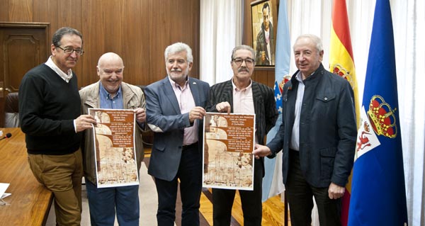 Dende a esquerda, Gómez Villar, Rey, Fernández, Ulloa e Doval no Pazo Provincial de Ourense. // Foto: S.F.