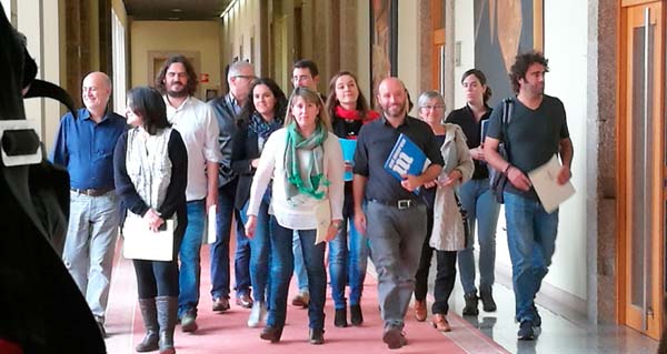 Os deputados electos de En Marea, no Parlamento galego.