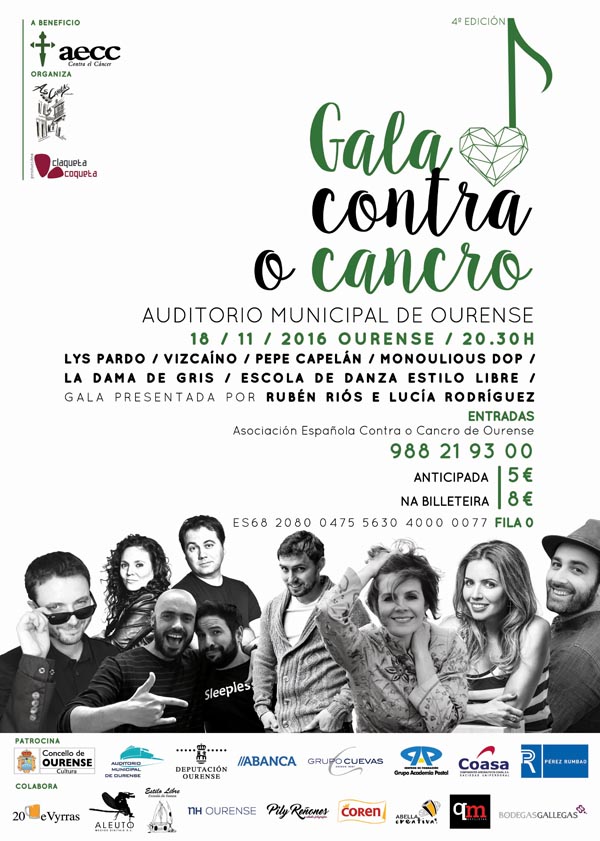Cartaz da IV Gala Contra o  Cancro de Ourense.