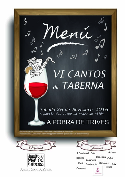 Cartaz desta nova edición dos Cantos de Taberna.